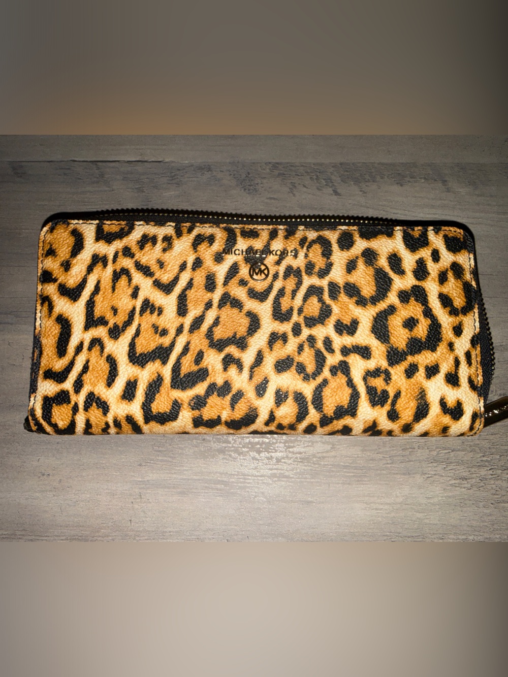Michael Kors Jet Set Leopard Print Zip Around Continental Wallet -